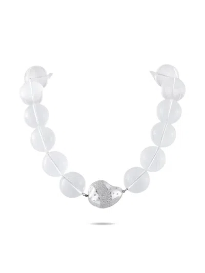 Pre-owned Lb Exclusive 18k White Gold Diamond Choker Necklace In Silver
