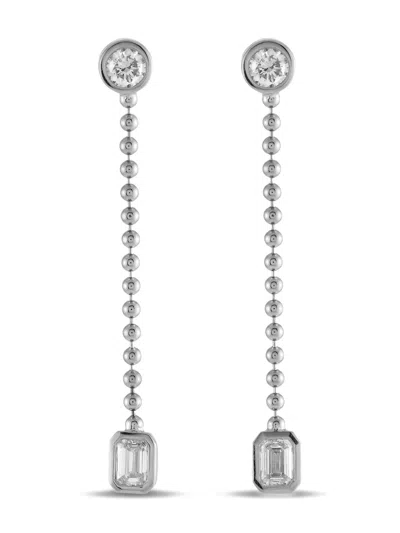 Pre-owned Lb Exclusive 18k White Gold Diamond Dangle Earrings In Silver
