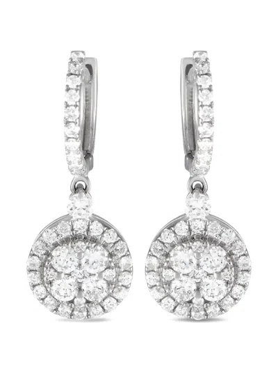 Pre-owned Lb Exclusive 18k White Gold Diamond Drop Earrings In Silver