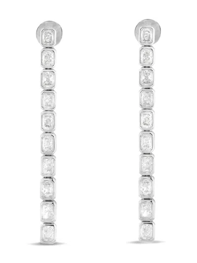 Pre-owned Lb Exclusive 18k White Gold Diamond Drop Earrings In Silver