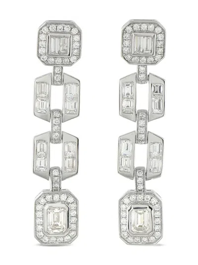 Pre-owned Lb Exclusive 18k White Gold Diamond Drop Earrings In Silver