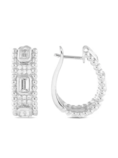 Pre-owned Lb Exclusive 18k White Gold Diamond Earrings In Silver