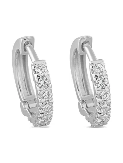 Pre-owned Lb Exclusive 18k White Gold Diamond Huggie Earrings In Silver