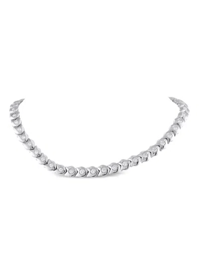 Pre-owned Lb Exclusive 18k White Gold Diamond Necklace In Silver