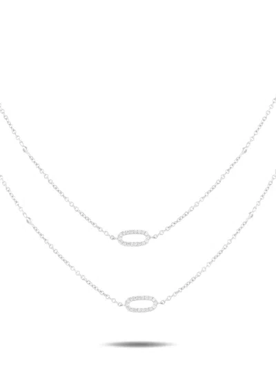 Pre-owned Lb Exclusive 18k White Gold Diamond Necklace In Silver