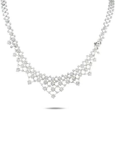 Pre-owned Lb Exclusive 18k White Gold Diamond Openwork Necklace In Silver
