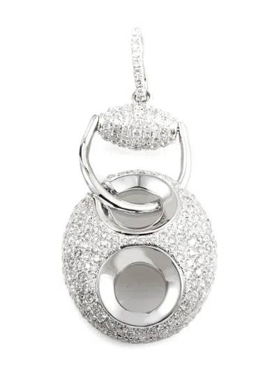 Pre-owned Lb Exclusive 18k White Gold Diamond Pendant In Silver