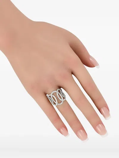 Pre-owned Lb Exclusive 18k White Gold Diamond Ring In Silver