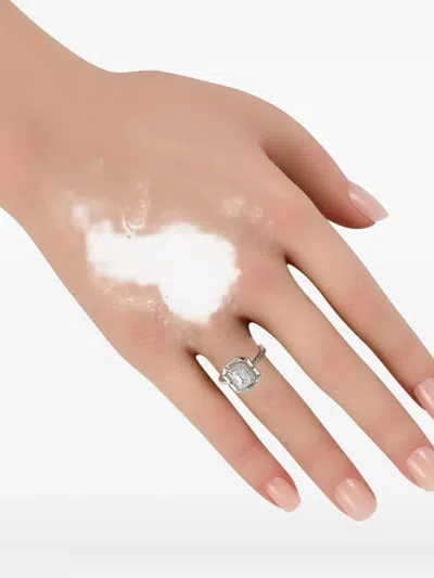 Pre-owned Lb Exclusive 18k White Gold Diamond Ring In Silver