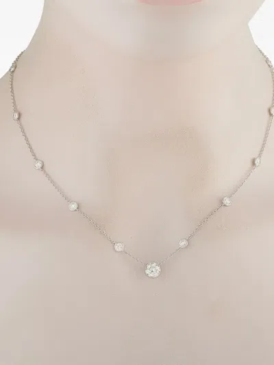 Pre-owned Lb Exclusive 18k White Gold Diamond Station Necklace