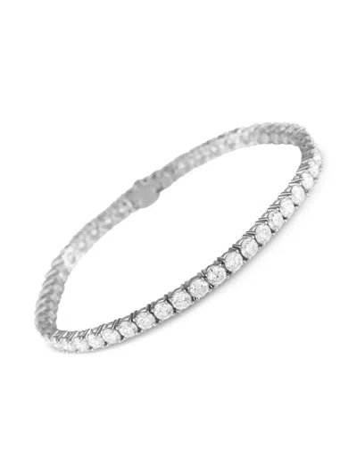 Pre-owned Lb Exclusive 18k White Gold Diamond Tennis Bracelet In Silver