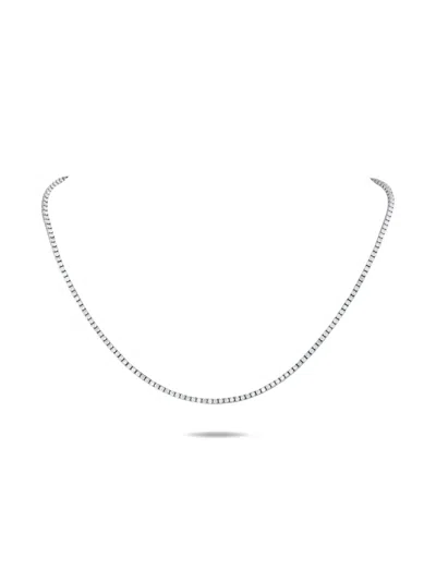 Pre-owned Lb Exclusive 18k White Gold Diamond Tennis Necklace In Silver