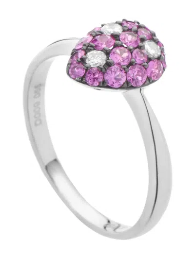 Pre-owned Lb Exclusive 18k White Gold Diamonds And Ruby Ring In 银色