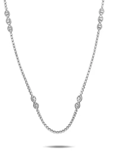 Pre-owned Lb Exclusive 18k White Gold Diamonds Necklace In Silver