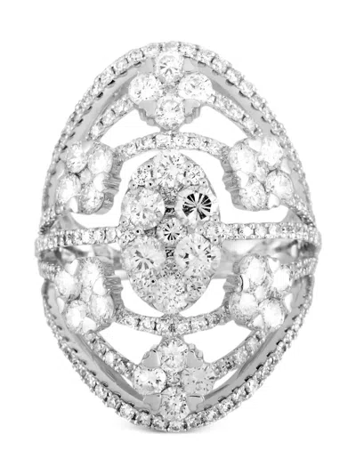 Pre-owned Lb Exclusive 18k White Gold Diamonds Ring In Silver