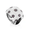 Lb Exclusive 18k White Gold Floral Gemstone Pave Dome Ring In Multi-color