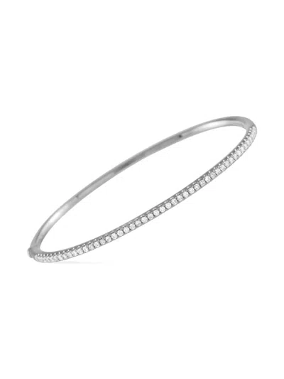 Pre-owned Lb Exclusive 18k White Gold Half-eternity Diamond Bracelet In Silver