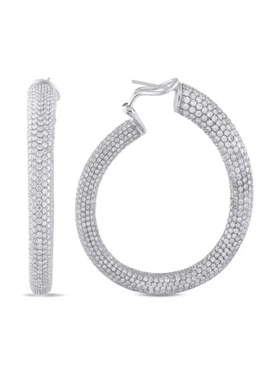 Pre-owned Lb Exclusive 18k White Gold Inside-out Diamond Earrings In Gray