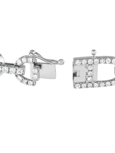 Pre-owned Lb Exclusive 18k White Gold Link Diamond Bracelet In Silver