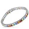 Lb Exclusive 18k White Gold Multi-colored Gemstone Line Bracelet Mf11-072325 In White