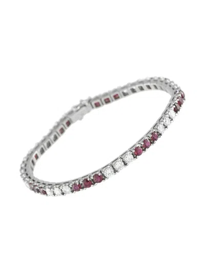 Pre-owned Lb Exclusive 18k White Gold Ruby Bracelet In Silver