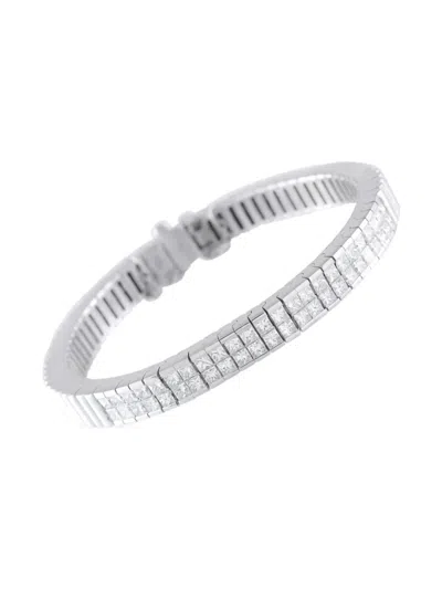 Pre-owned Lb Exclusive 18k White Gold Square-cut Diamond Bracelet In Silver