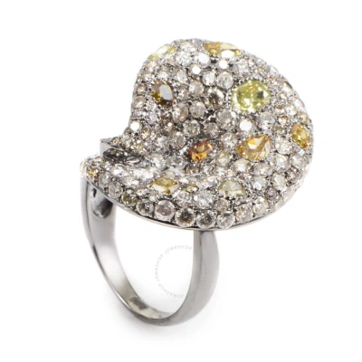 Lb Exclusive 18k White Gold Unique Diamond Pave Ring In Multi-color