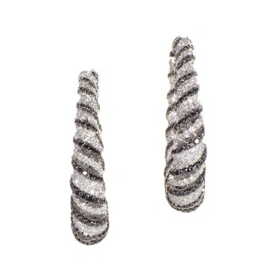 LB EXCLUSIVE 18K WHITE GOLD ZEBRA HOOP EARRINGS