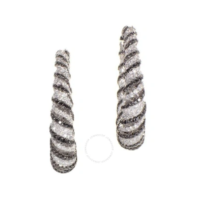 Lb Exclusive 18k White Gold Zebra Hoop Earrings In Multi-color