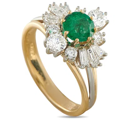 Lb Exclusive 18k Yellow And White Gold 0.87 Ct Diamond And 0.72 Ct Emerald Ring Mf34-052126