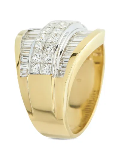 Pre-owned Lb Exclusive 18k Yellow Diamond Multi-row Ring In Gold