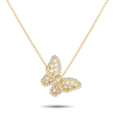 Lb Exclusive 18k Yellow Gold 0.90ct Diamond Butterfly Necklace Ank 18324 Y In Multi-color