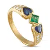 Lb Exclusive 18k Yellow Gold 0.16ct Diamond, Emerald, And Sapphire Ring Mf18-110625 In Gold
