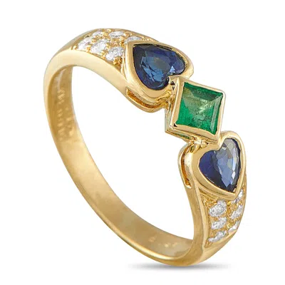 Lb Exclusive 18k Yellow Gold 0.16ct Diamond, Emerald, And Sapphire Ring Mf18-110625