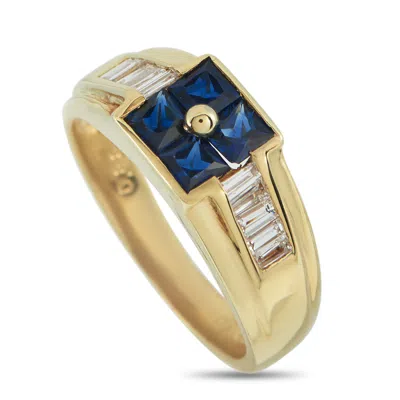 Lb Exclusive 18k Yellow Gold 0.20ct Diamond And Sapphire Ring Mf19-110625