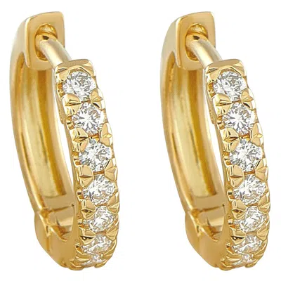 Pre-owned Lb Exclusive 18k Yellow Gold 0.28ct Diamond Huggie Hoop Earrings Ps19-111925