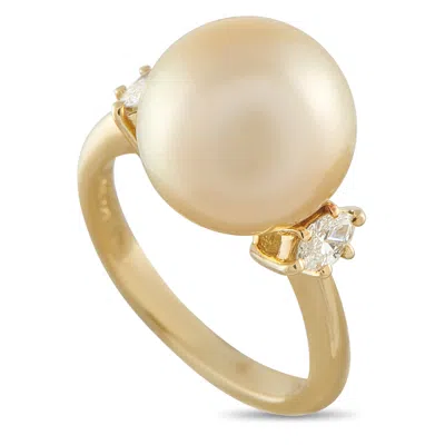 Lb Exclusive 18k Yellow Gold 0.30 Ct Diamond And Pearl Ring Mf36-052126
