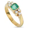 Lb Exclusive 18k Yellow Gold 0.30ct Diamond And Emerald Ring Mf07-103025 In Gold