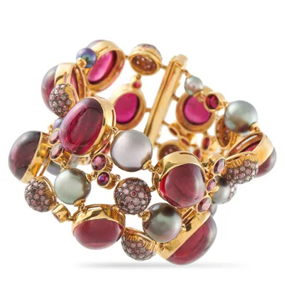 Lb Exclusive 18k Yellow Gold 0.30ct Diamond And Tourmaline Bracelet Mf02-012326