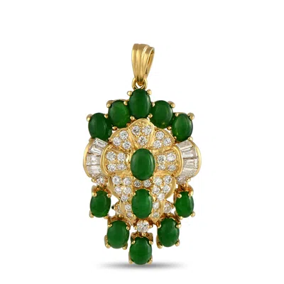 Lb Exclusive 18k Yellow Gold 0.40ct Diamond And Jade Pendant Mf12-052725