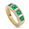 Lb Exclusive 18k Yellow Gold 0.42ct Diamond And Emerald Ring Mf21-110525 In Gold