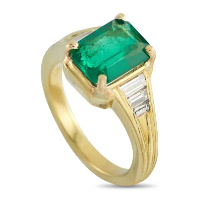 Lb Exclusive 18k Yellow Gold 0.45ct Diamond And Emerald Ring Mf16-051326