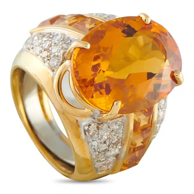 Lb Exclusive 18k Yellow Gold 0.48ct Diamond And Citrine Ring Mf17-050626 In Orange