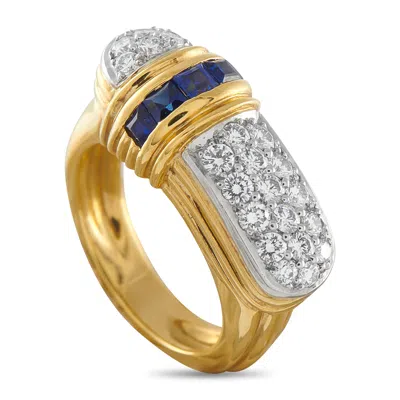 Lb Exclusive 18k Yellow Gold 0.50ct Diamond And Sapphire Ring Mf29-050626