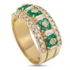 Lb Exclusive 18k Yellow Gold 0.55ct Diamond And Emerald Ring Mf20-110625 In Gold