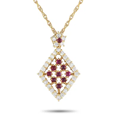 Lb Exclusive 18k Yellow Gold 0.55ct Diamond And Ruby Necklace Mf13-031225