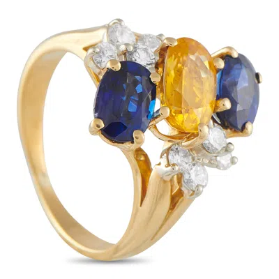 Lb Exclusive 18k Yellow Gold 0.56ct Diamond And Sapphire Earrings Mf08-071825