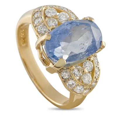 Lb Exclusive 18k Yellow Gold 0.57ct Diamond And Sapphire Ring #5308