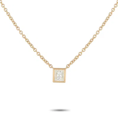 Lb Exclusive 18k Yellow Gold 0.60 Ct Princess-cut Diamond Solitaire Necklace Ank-20677-y In Brown