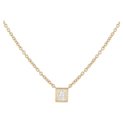Pre-owned Lb Exclusive 18k Yellow Gold 0.60 Ct Princess-cut Diamond Solitaire Necklace Ank-20677-y